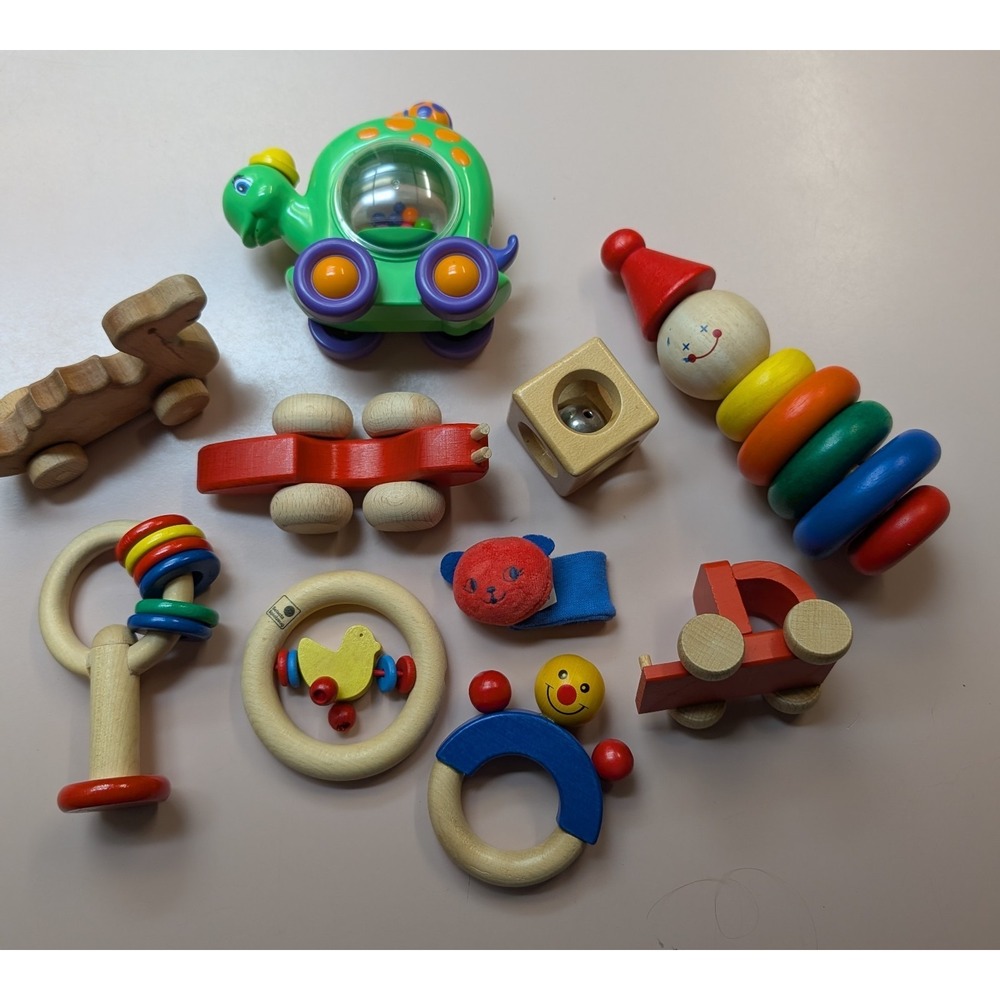 Vtg Wooden Toys Plan Toys Pull Along Montessori Dino Sigikids Selecta Poppin